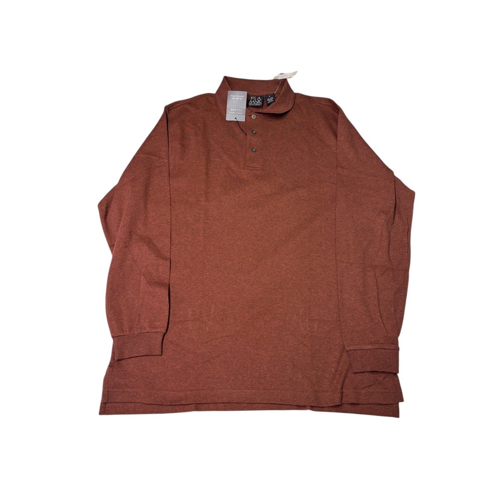 NWT JOS A BANK Traveler's Collection Long Sleeve Polo Shirt Rust XL
